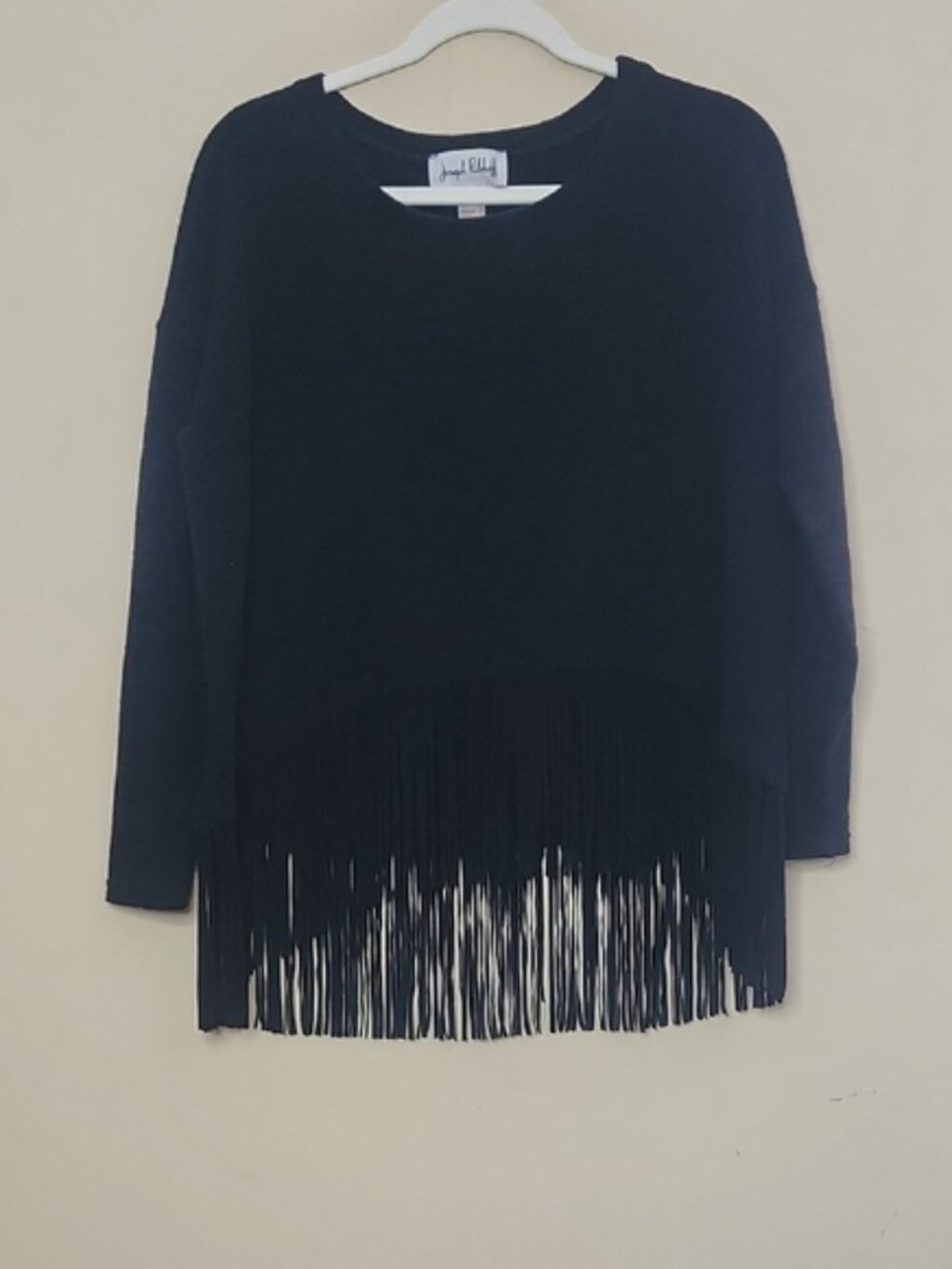 Joseph Ribkoff Women´s Black Fringe Crew Neck Sweater Sz 4 - Picture 2 of 8